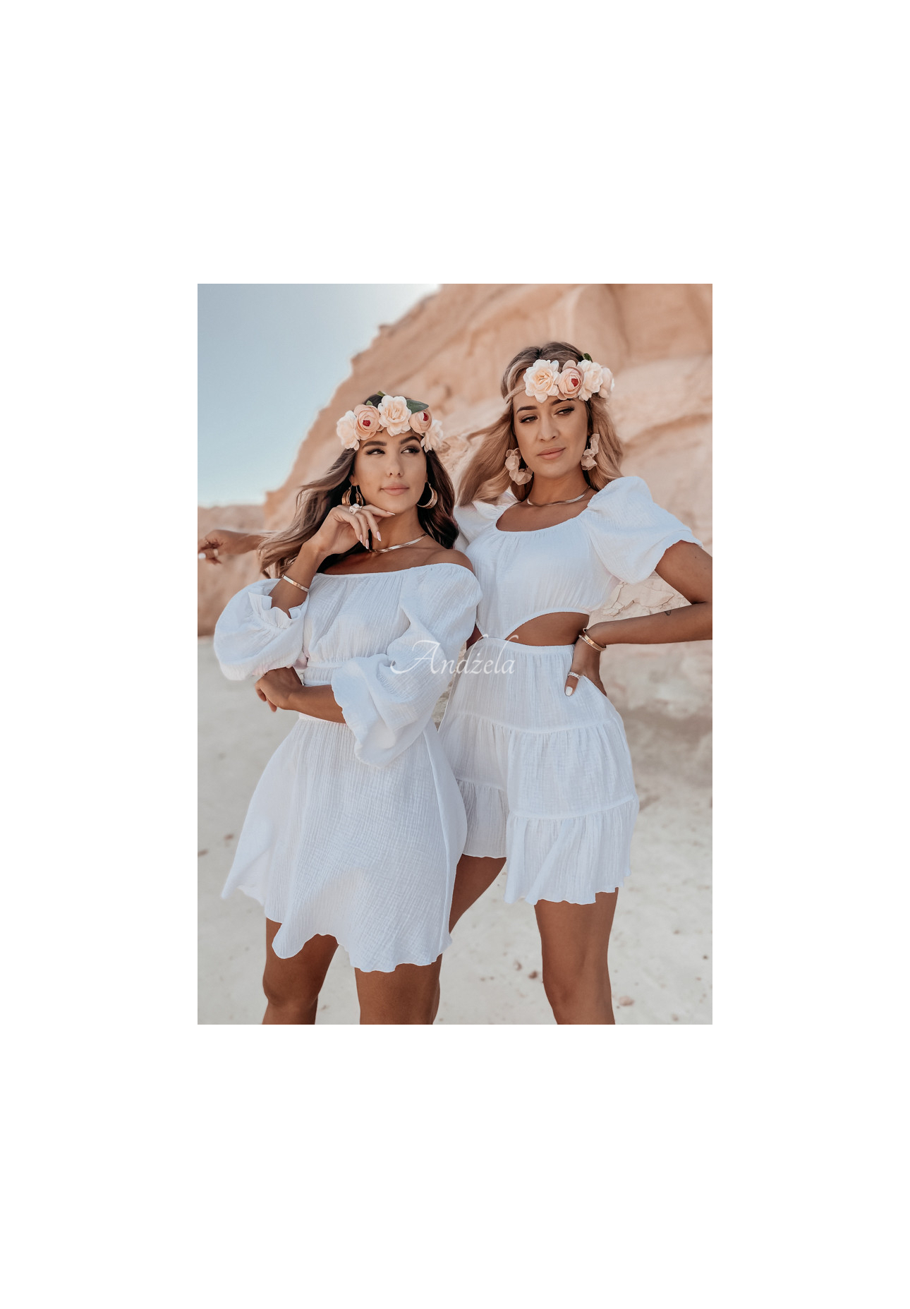 Kleid aus Musselin mit Cut-Out Malta Weiß