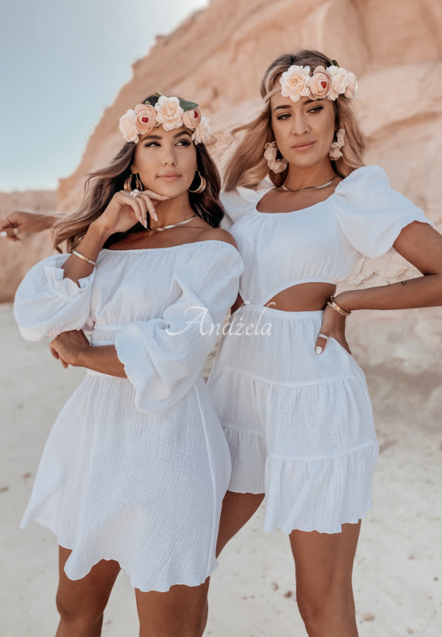 Kleid aus Musselin mit Cut-Out Malta Weiß