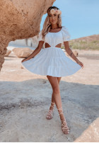 Muślinowa sukienka z wycięciem Malta biała