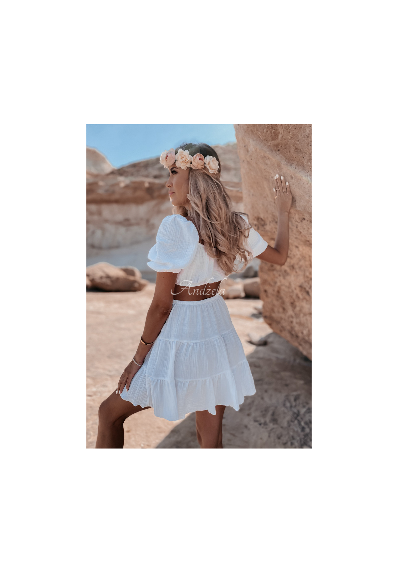 Kleid aus Musselin mit Cut-Out Malta Weiß