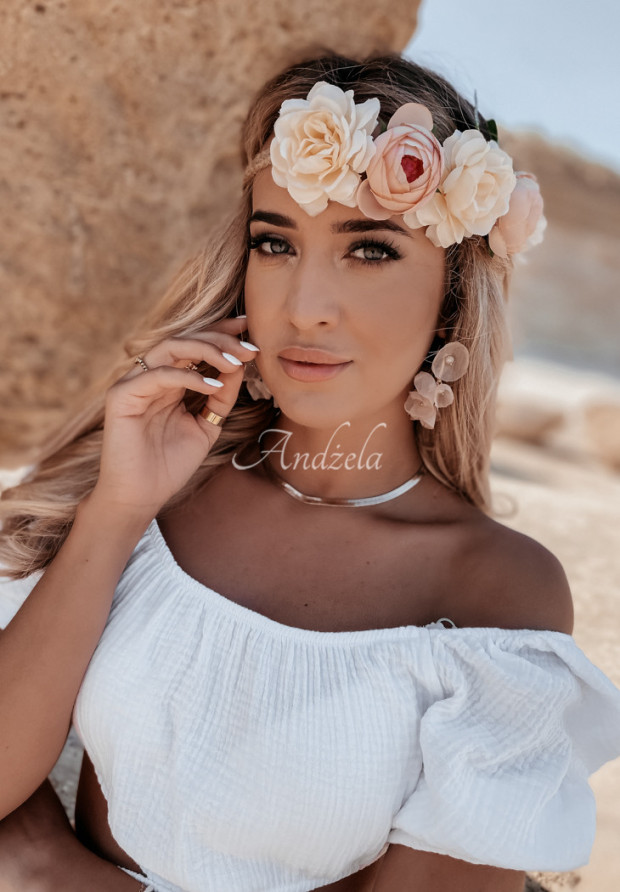 Gebundenes Haarband mit Blumen Haiti Vanille
