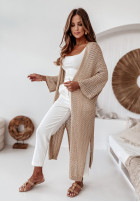 Długi ozdobnie pleciony kardigan Giulio złoty