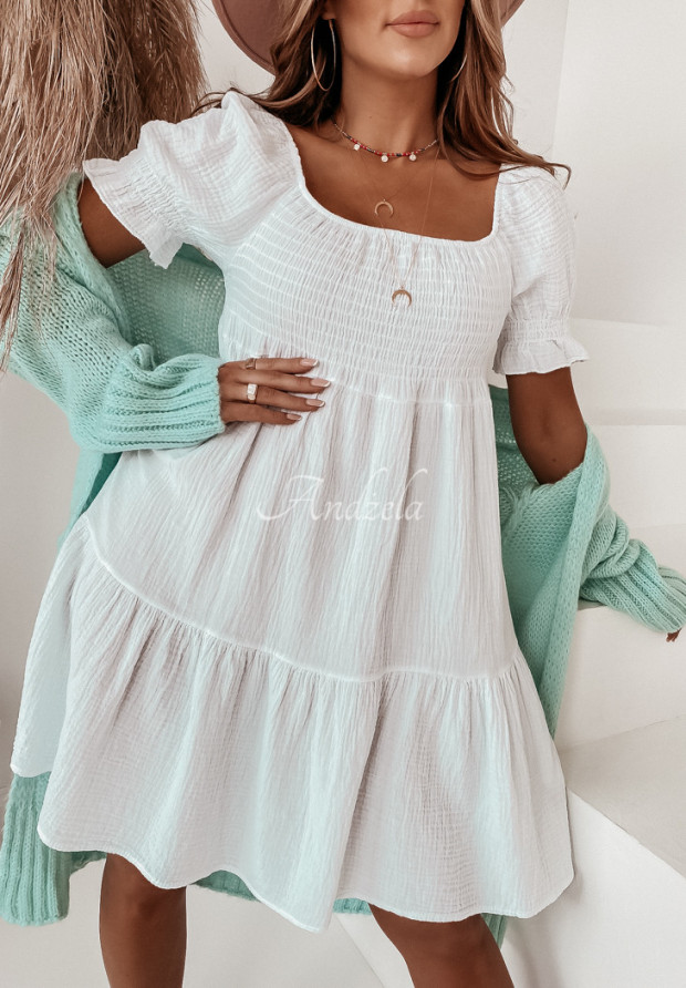 Musselin-Kleid im spanischen Stil Alleena Weiß