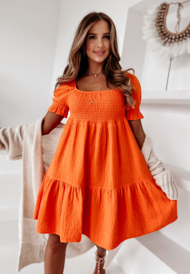 Muslin spangled dress Alleena orange