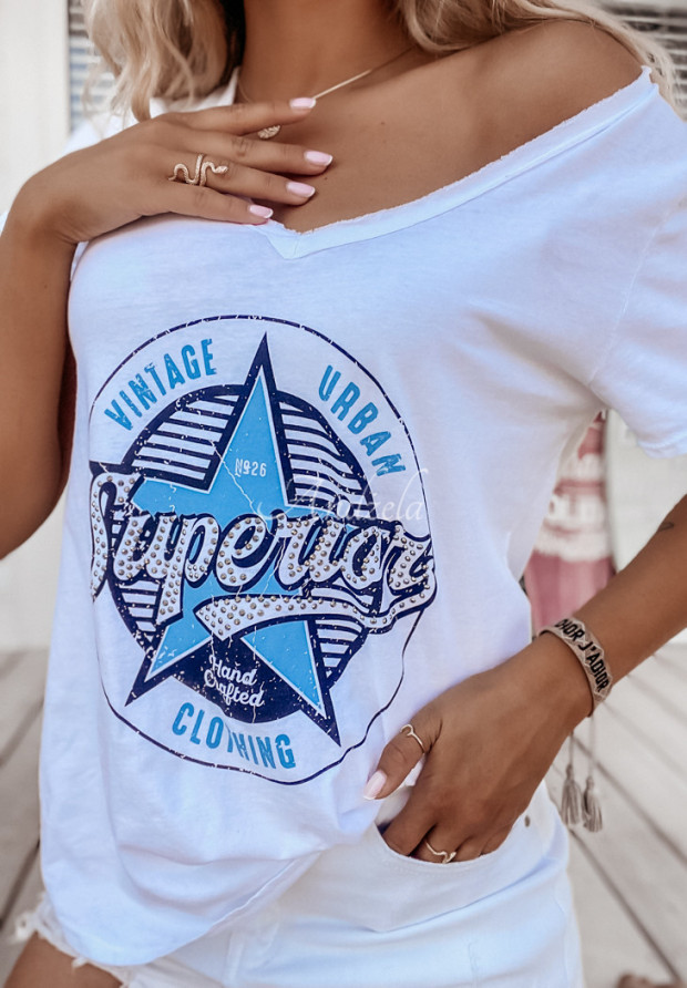 Oversize T-Shirt mit Aufdruck Superior Weiß