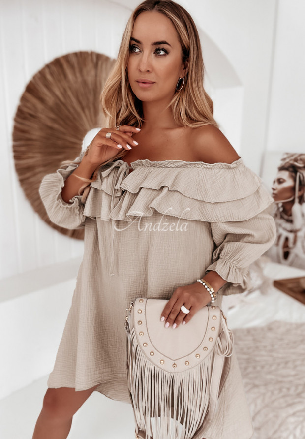 Musselin-Tunikakleid Sanchez Beige