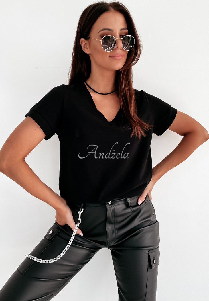 T-shirt with heart neckline Lauren black