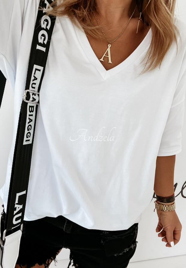 Oversize-T-Shirt mit V-Ausschnitt Cascade Weiß