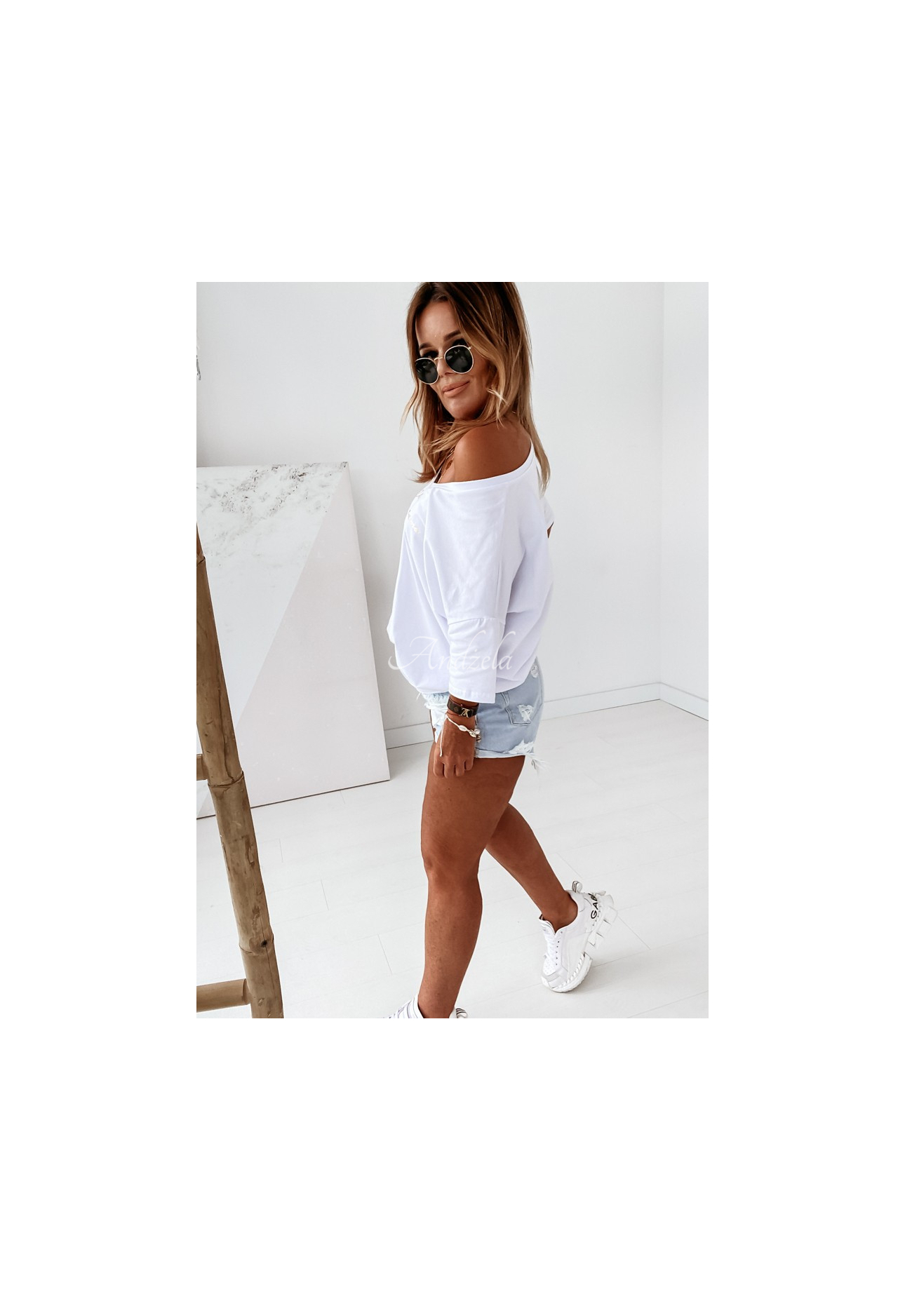 Oversize-Shirtbluse Chasing Dreams Weiß