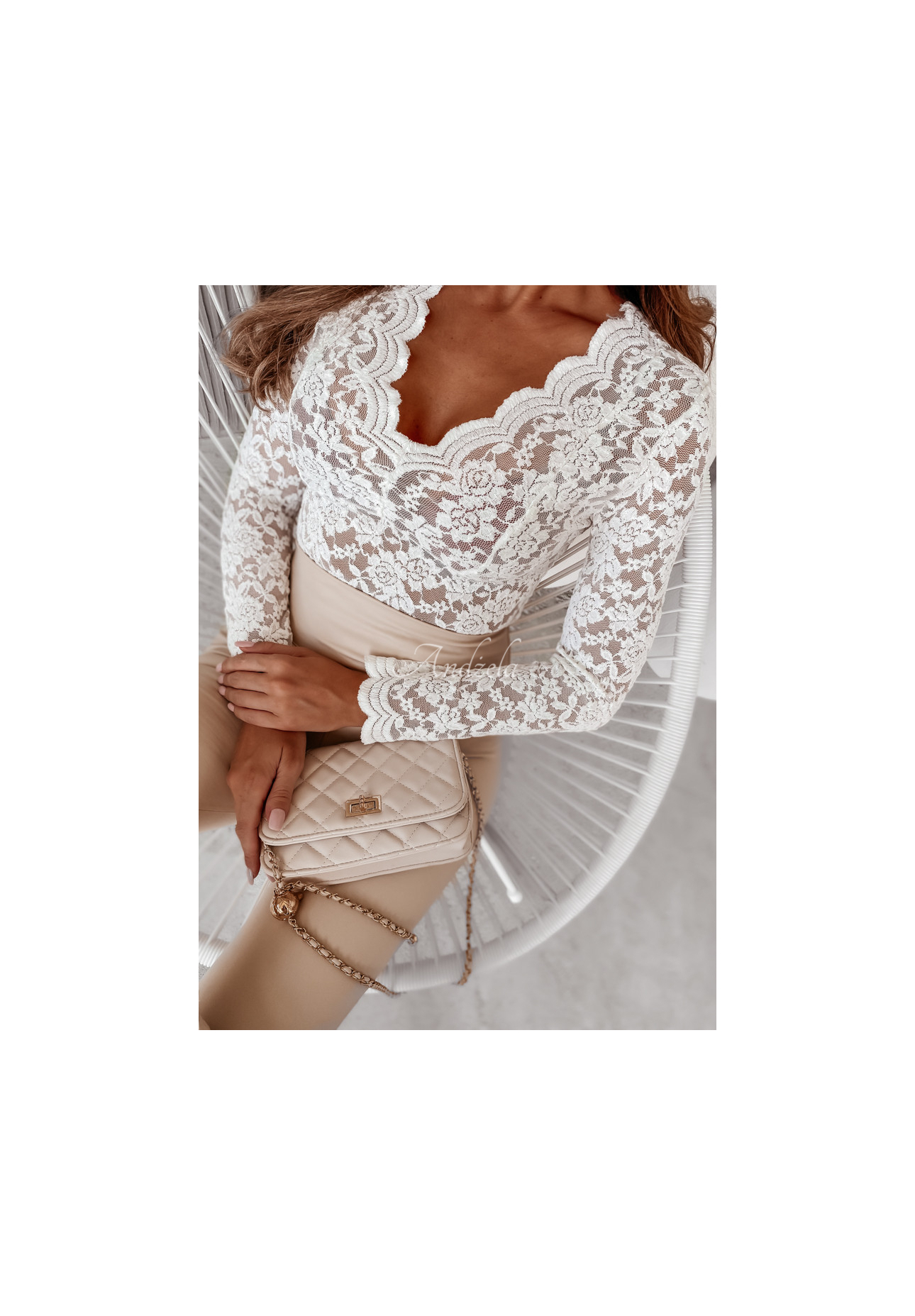 Spitzenbluse Rosalia Weiß