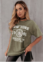 T-Shirt z nadrukiem New York Olivgrün