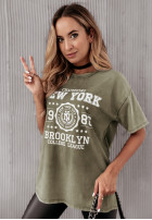 T-Shirt z nadrukiem New York Olivgrün