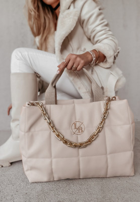 Gesteppte Tasche mit Kette Viselle Nude