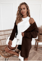 Langer gestrickter Cardigan Bueno Schokoladenbraun