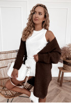 Langer gestrickter Cardigan Bueno Schokoladenbraun
