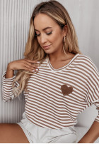 Bluse w paski z naszywką Alceste Camel