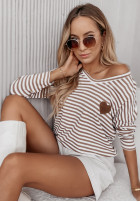 Bluse w paski z naszywką Alceste Camel