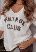 Bluse z napisem Vintage Club Ecru