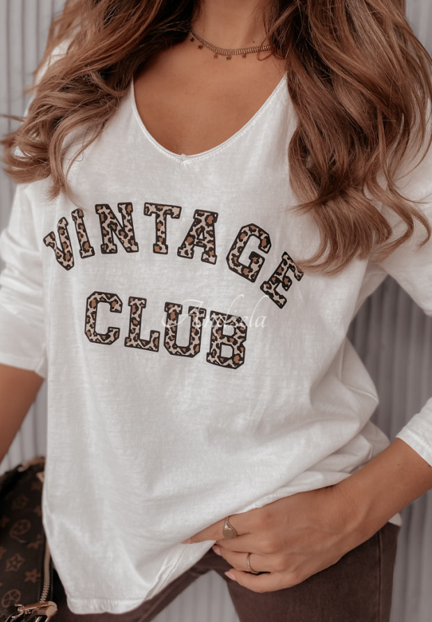 Bluse mit Aufschrift Vintage Club Ecru
