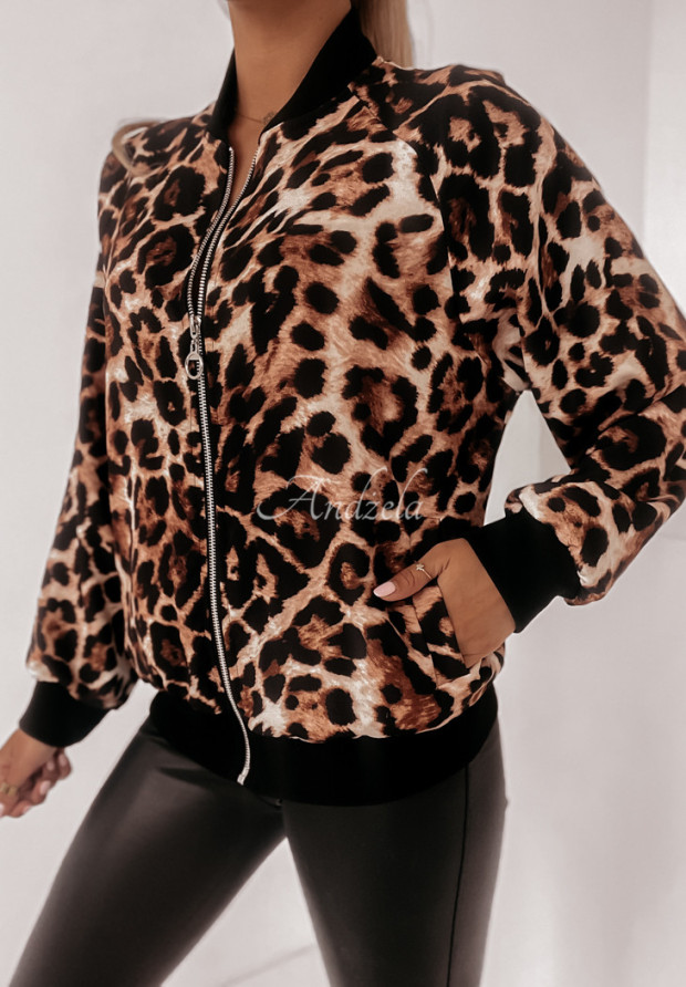 Kurze Bomberjacke Berrondo mit Leopardenmuster