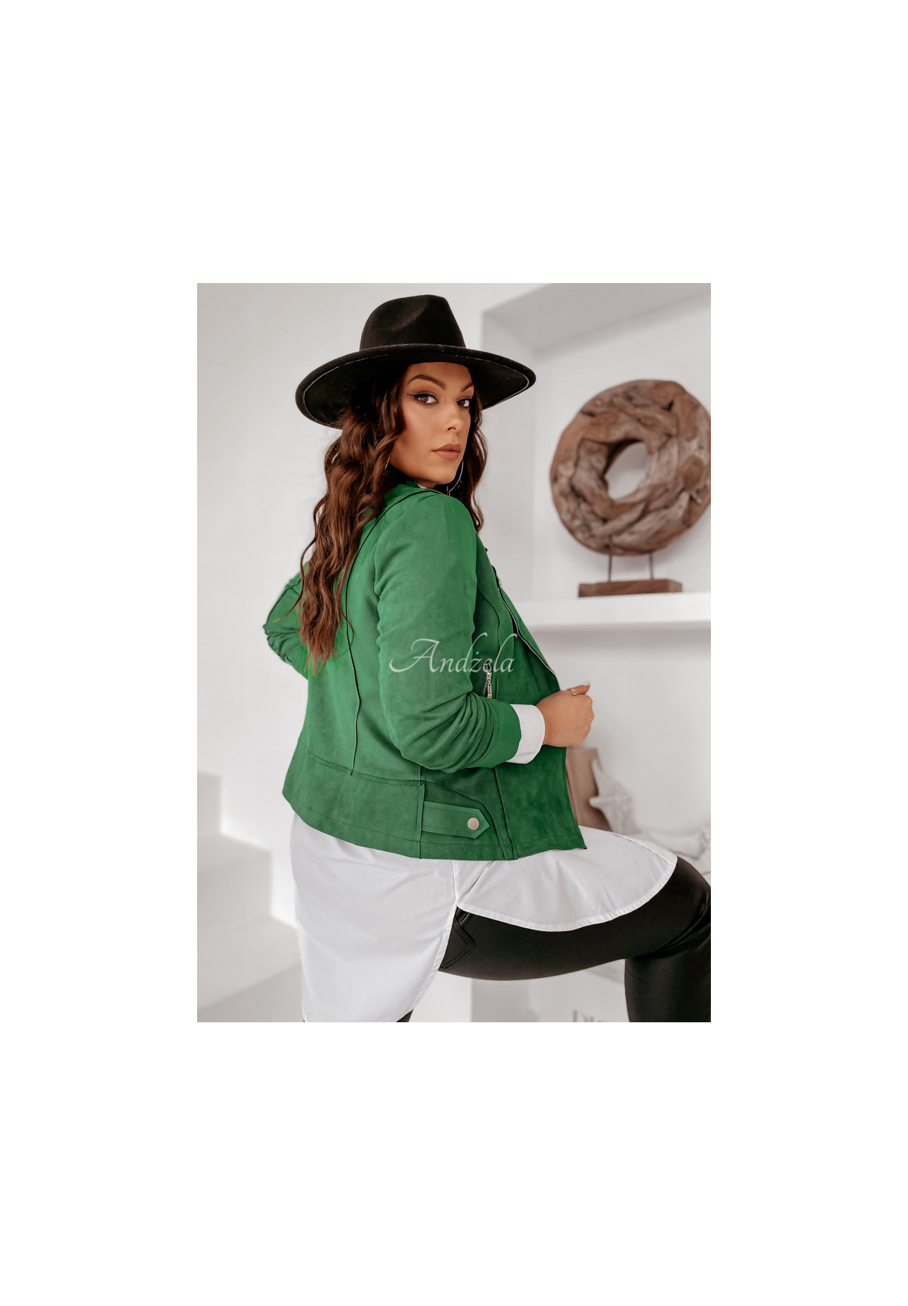 Bikerjacke aus Wildlederimitat Savage Grün