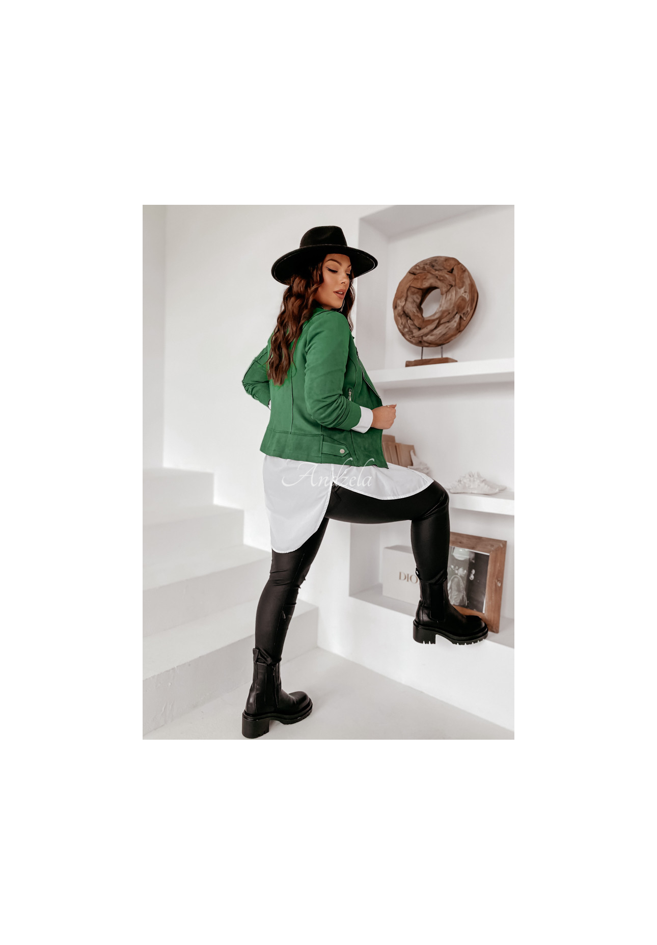 Bikerjacke aus Wildlederimitat Savage Grün