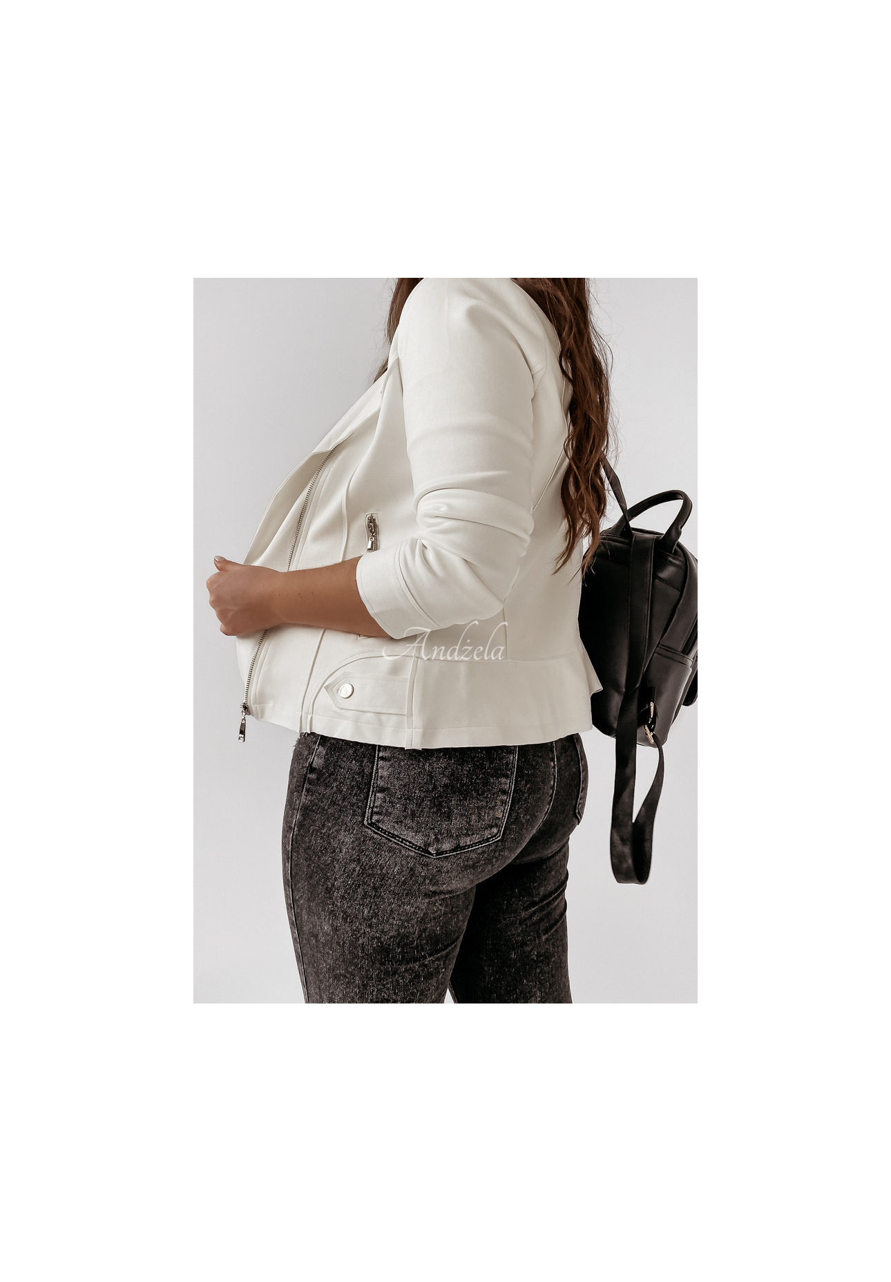 Bikerjacke aus Wildlederimitat Savage Ecru