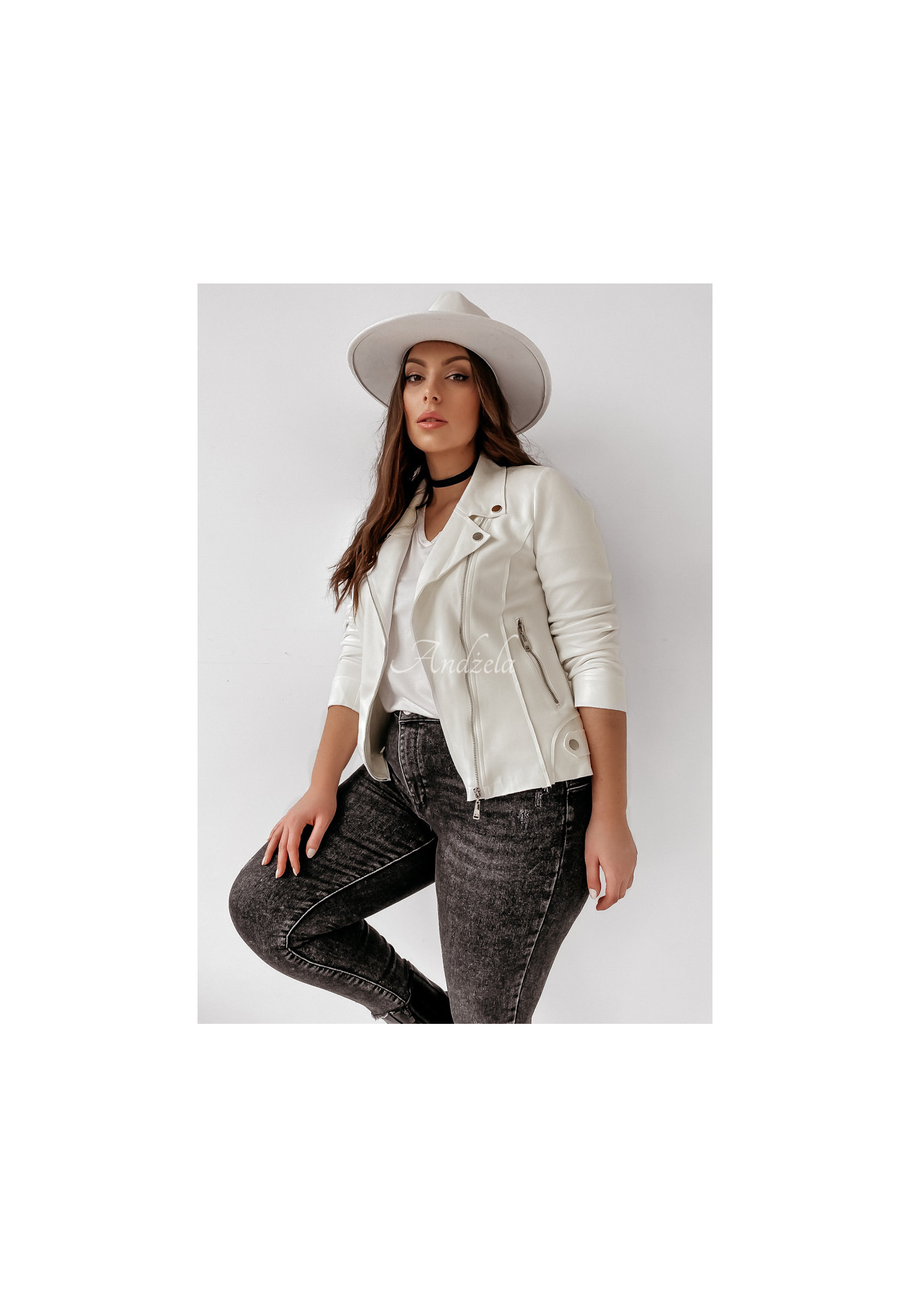 Bikerjacke aus Wildlederimitat Savage Ecru