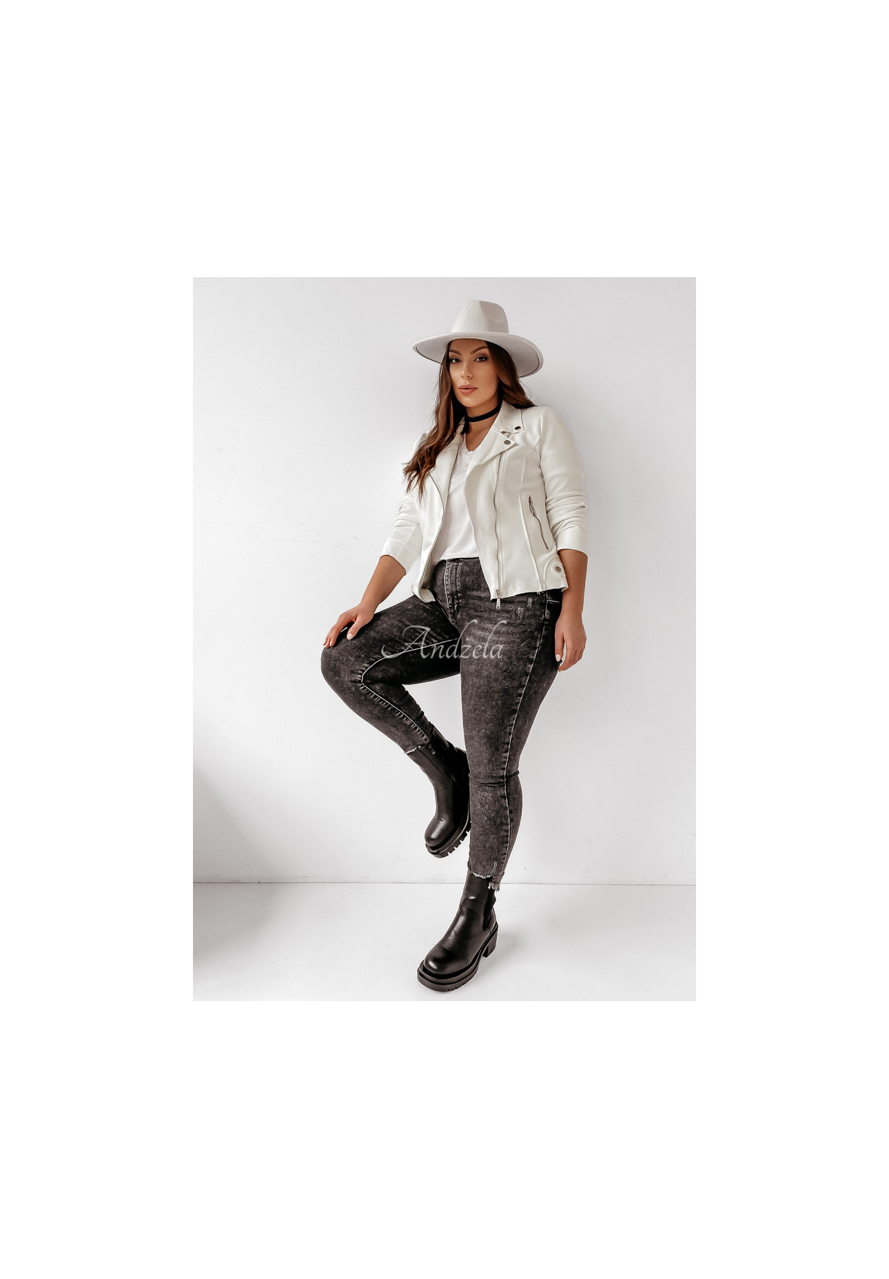 Bikerjacke aus Wildlederimitat Savage Ecru