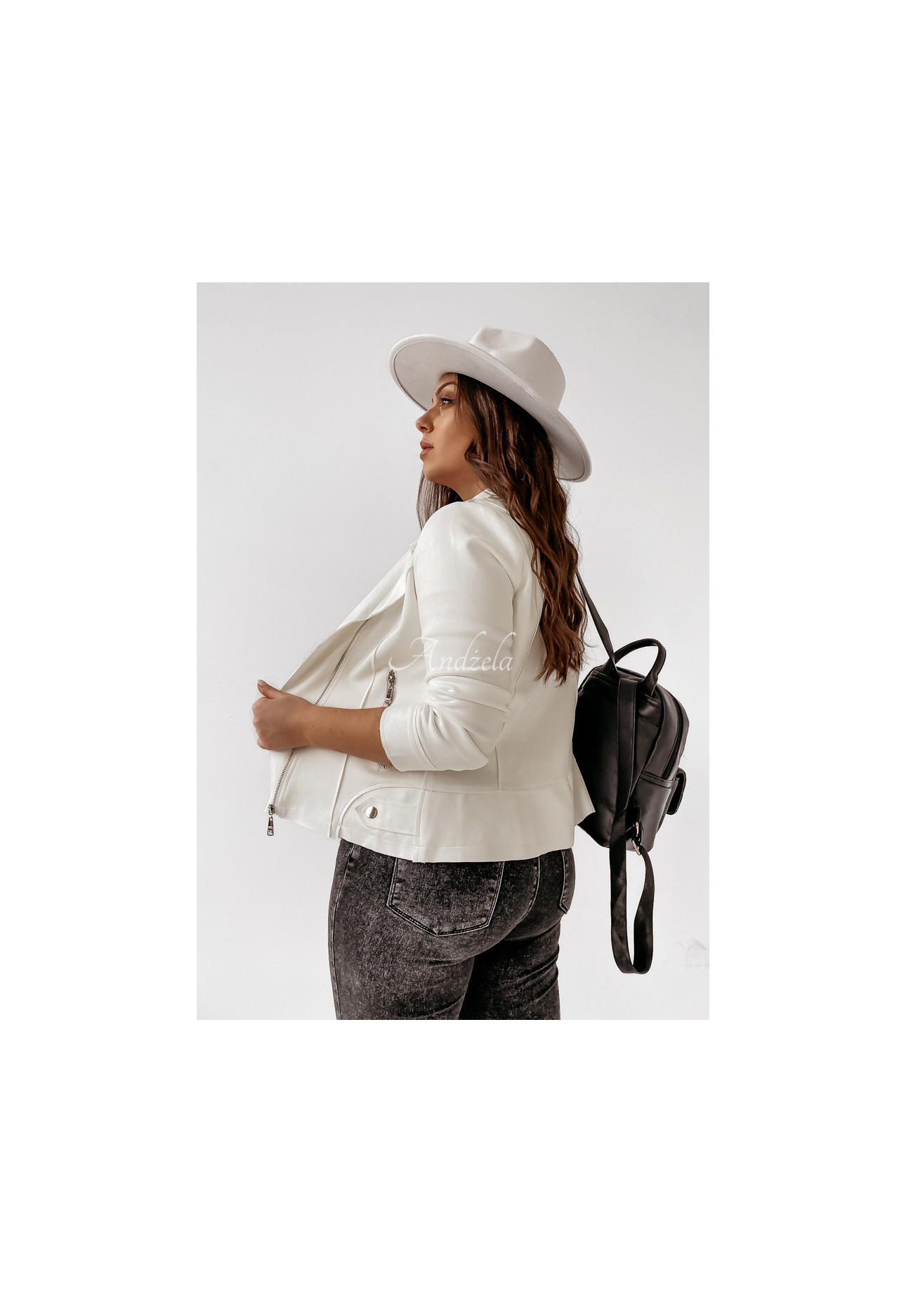 Bikerjacke aus Wildlederimitat Savage Ecru