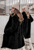 Długi płaszcz z imitacji futra Iceland Schwarz
