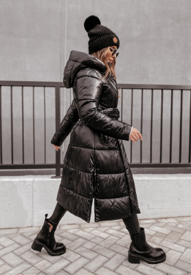 Lange Steppjacke mit Pouch Lorens Schwarz