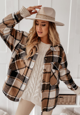 Kariertes Oberhemd Hilma Beige-Schwarz