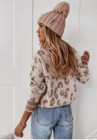 Pullover oversize w panterkę Coney Beige