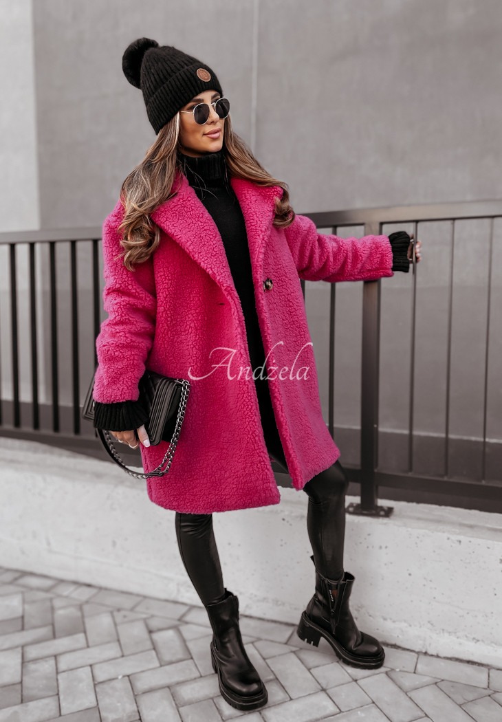 Long sheepskin coat Helsinki fuchsia