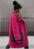 Długi Coat z imitacji kożucha Helsinki in fuchsia