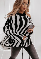 Pullover oversize w zebrę Savania Weiß