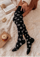 Zakolanówki patterned Laurentio in black