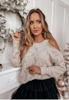 Pullover z wycięciami na ramionach Tendre Beige