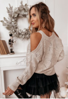 Pullover z wycięciami na ramionach Tendre Beige