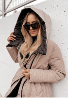 Długa dwustronna Jacke z paskiem Athos Schwarz-Beige