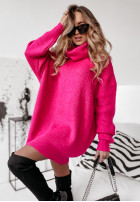 Długi Pullover z golfem Delicate Fuchsia