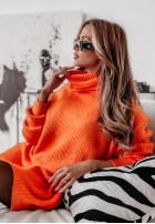 Długi Pullover z golfem Delicate Orange