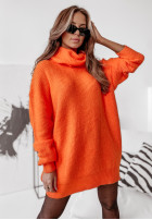 Długi Jumper z golfem Delicate in orange