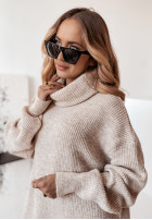 Długi Pullover z golfem Delicate Beige