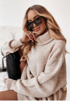 Długi Pullover z golfem Delicate Beige