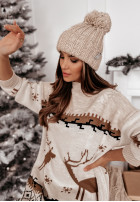 Świąteczna Kleid Pullover Letter To Santa Beige