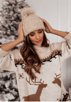 Świąteczna Kleid Pullover Letter To Santa Beige