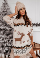 Świąteczna Kleid Pullover Letter To Santa Beige