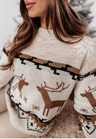 Krótki świąteczny Pullover Letter To Santa Beige